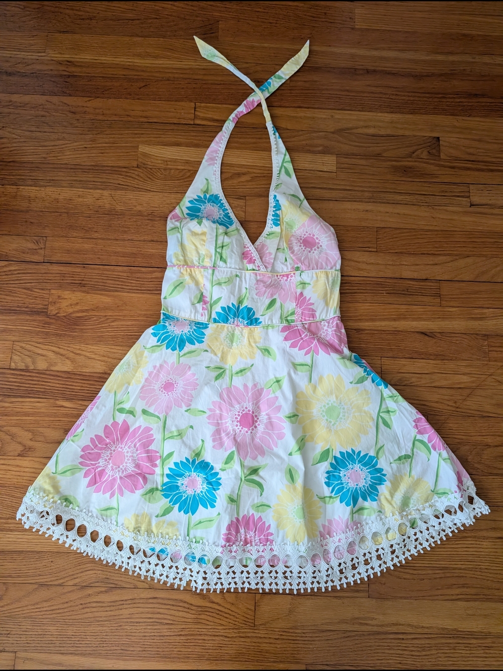 Vintage 90s Lilly Pulitzer Floral Halter Mini Dress Summer 12